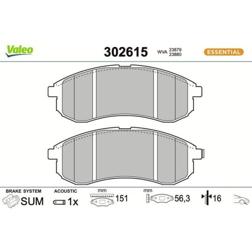 1X Bremsbelagsatz, Scheibenbremse Valeo 302615 Passend FüR Mitsubishi-image
