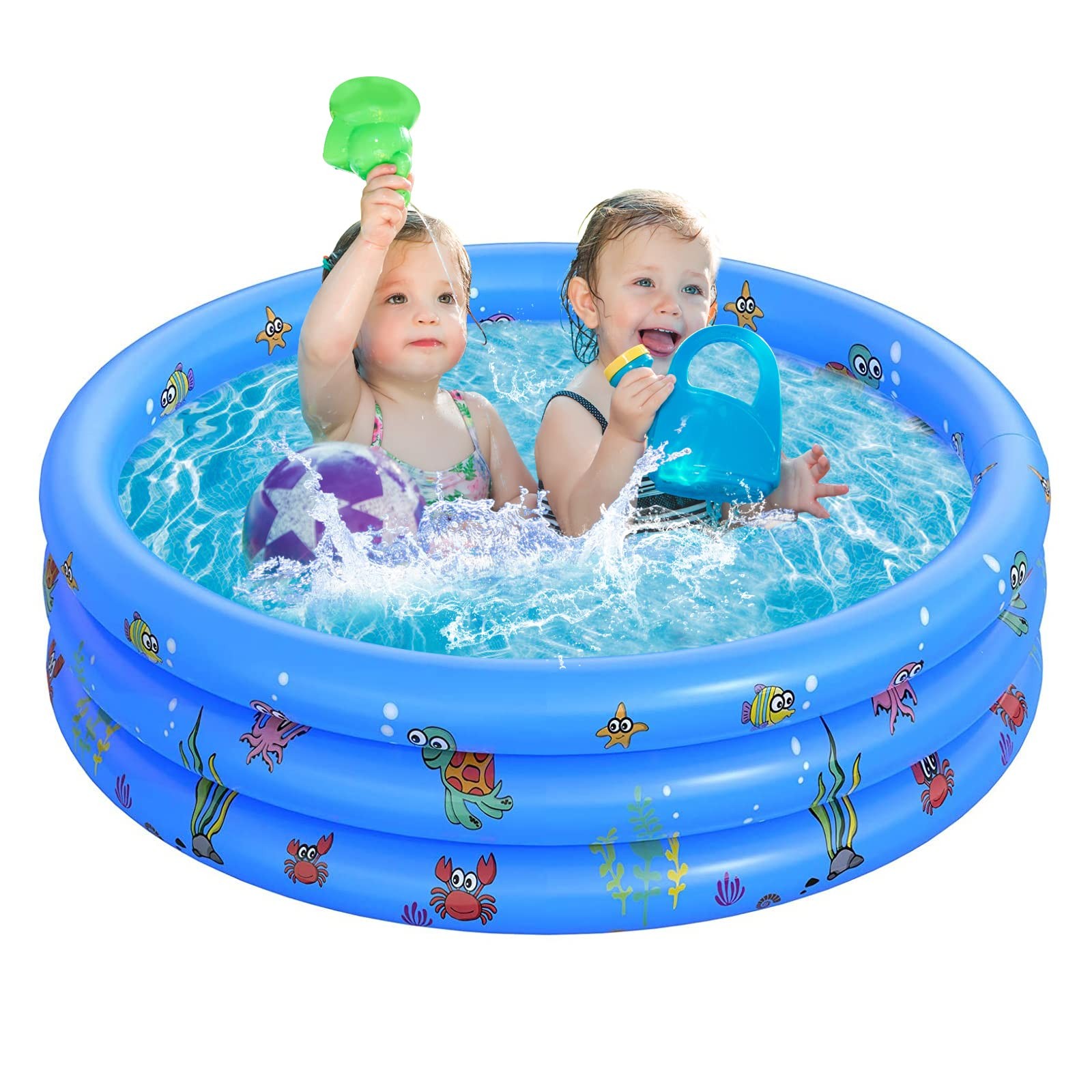 Paddling Pools for Kids Inflatable Baby Swimming Pool 3 Ring Paddling Pool with