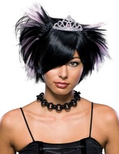 Emo Princess Wig Goth Rave Punk Black White Halloween Adult Costume Accessory
