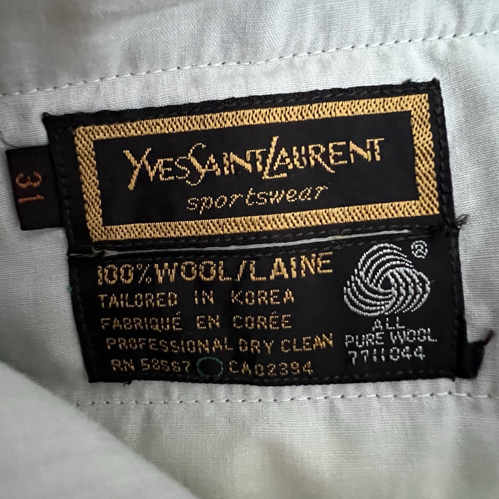 Pantalone uomo vintage Yves Saint Laurent YSL grigio lana piatto davanti 31x25