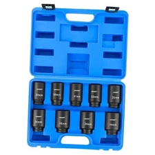  1/2" Drive Deep Impact Socket Set | 9PCS 6 Point Metric 29-38mm Drive Spindle 