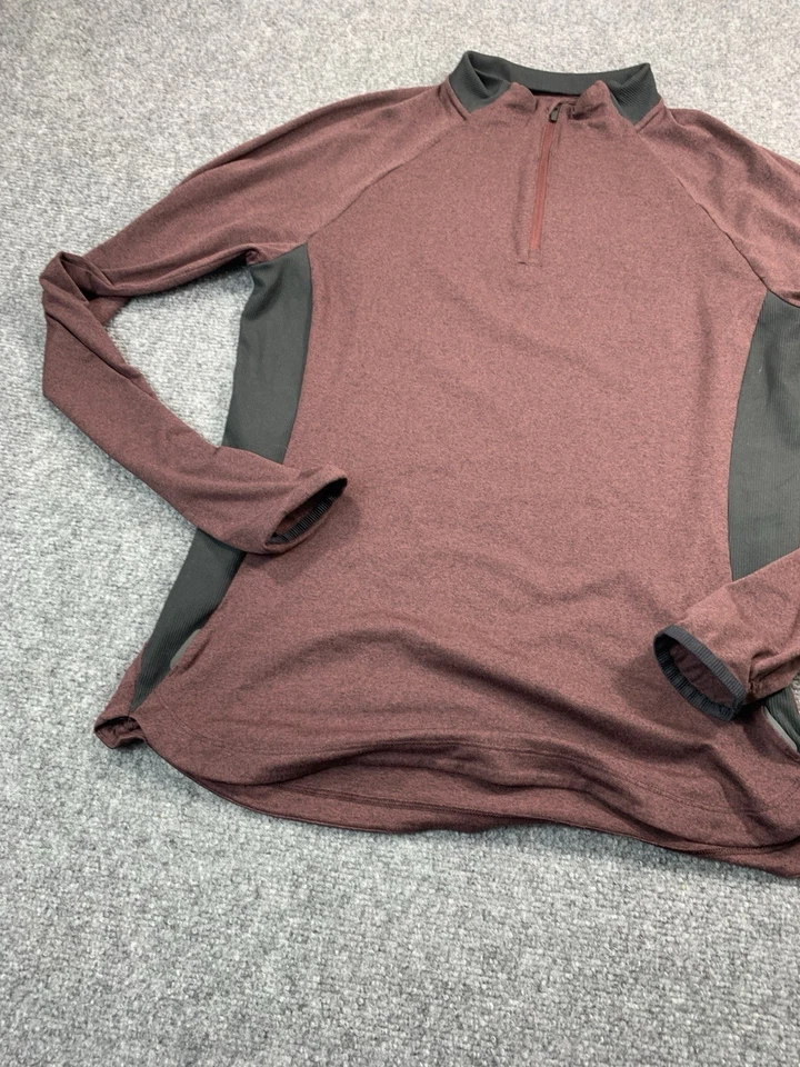 Suéter REI Mujer Grande Rojo Granate Manga Larga 1/4 Cremallera Pullover Ligero Foto 3 de 4