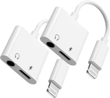iPhone Adapter 2Pack Apple MFi 3.5mm Aux Splitter Dongle Audio Charger Cable