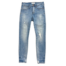 Madewell Skinny Jeans Distressed High Rise Destructed-Hem Button Fly Denim 26