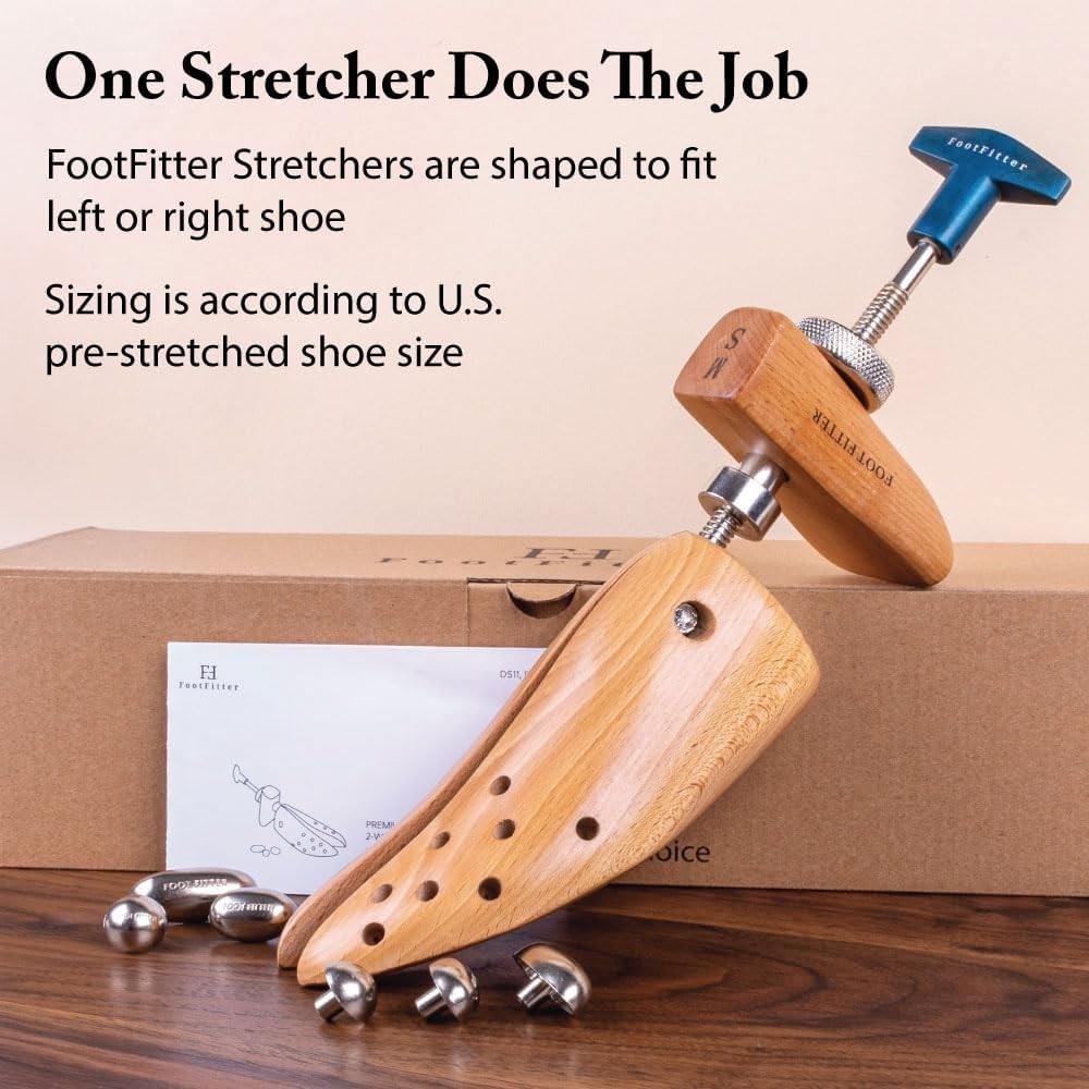All-In-One 2-Way Shoe Stretcher with Spot Stretching Plugs for Pain Relief