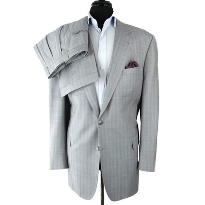 Bespoke Zegna Trofeo Italy Wool Ice Blue Grey Plum Suit Full Canvas Working Cuff