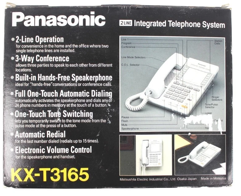 Panasonic KX-T3165, белый, 2 линии, СТАЦИОНАРНЫЙ ПРОВОДНОЙ телефон с динамиком, телефон - Изображение 2 из 3