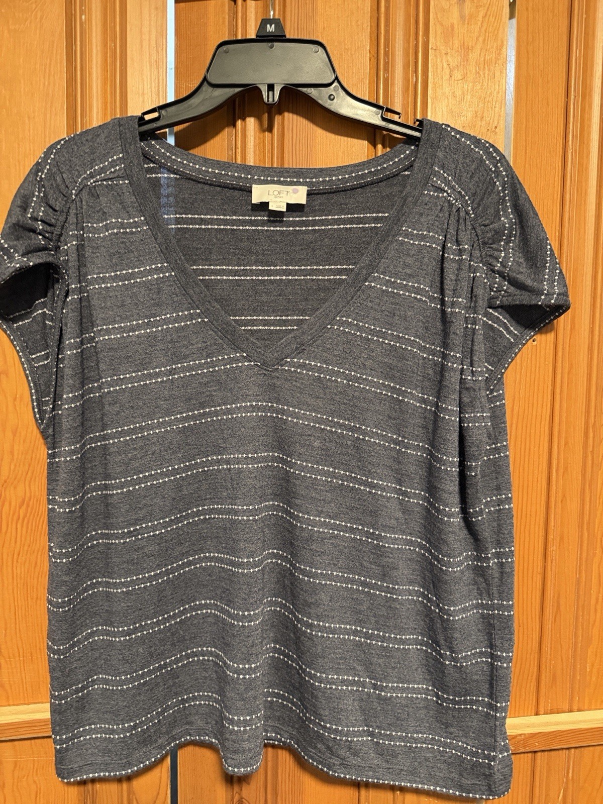 Women’s Loft Short Sleeve Knit Top Large V-Neck