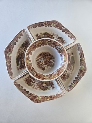 Nasco Mountain Woodlands 5-Pc Appetizer Serving Set   Vintage Japan  ️