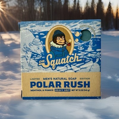 Dr Squatch Polar Rush Heavy Grit Men's Natural Soap, 1- 5 oz Bar Limited Edition