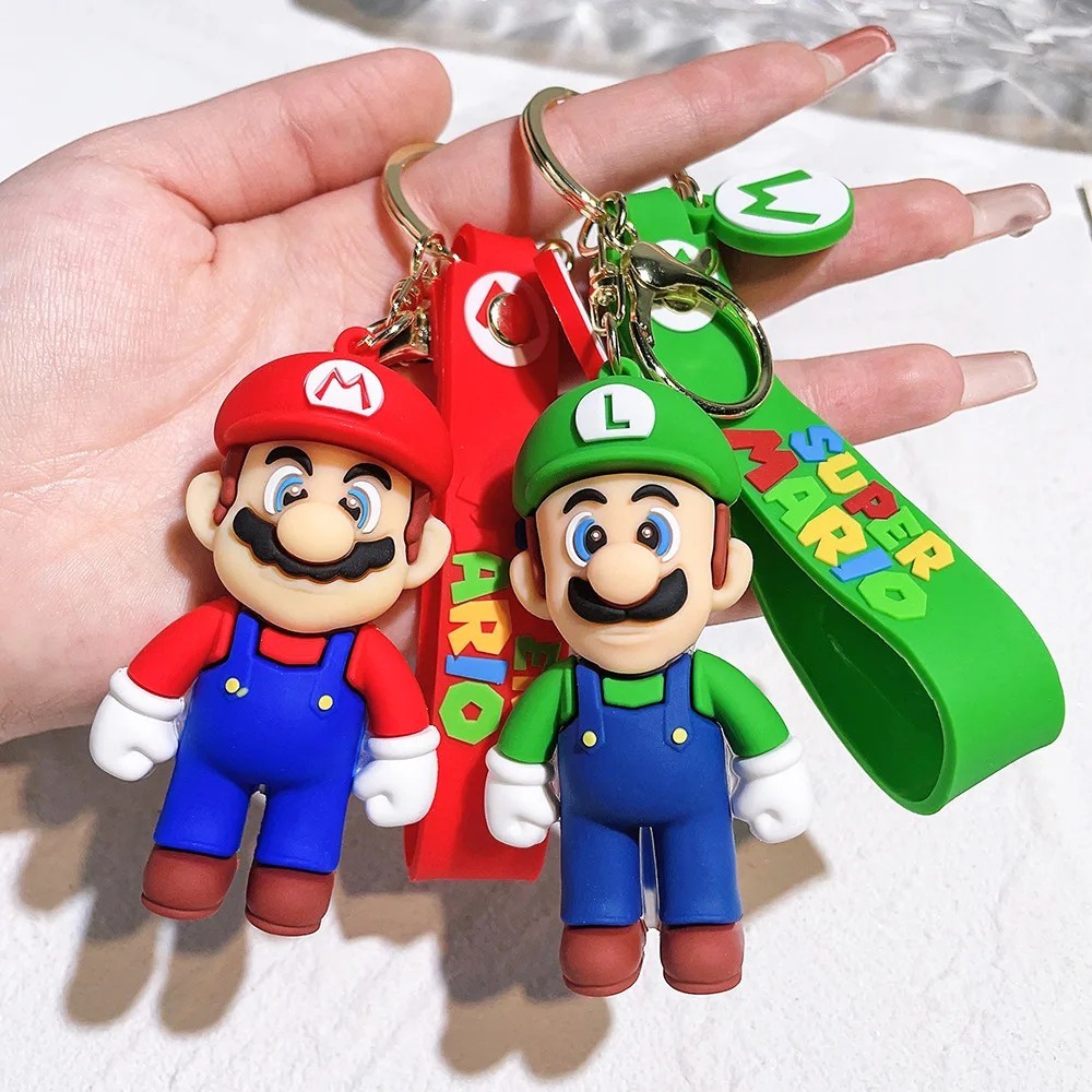 Super Mario Keychain Figure 3D Backpack Clip Keyring Pendant