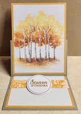 Stampin Up  SEASON OF THANKS  CARD KIT, Makes 4-AUTUMN WOODS, FUN EASEL CARD 