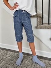 H M Logg Boys Cotton Cargo Shorts Size 6-7Y Blue Lightweight