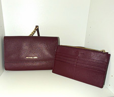 Michael Kors Burgundy Snap-Flap Folding Crossbody Bag, Wallet/Card Holder
