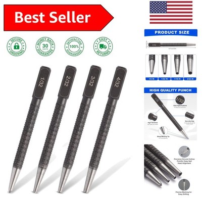 Rust-Proof 4-Piece Center Punch Toolset with Anti-Slip Grip for DIY Projects