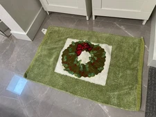 MAHDAVIS Handmade Quality  Green 🥗”WREATH  Design RUG   20" x 30"   ✨EUC