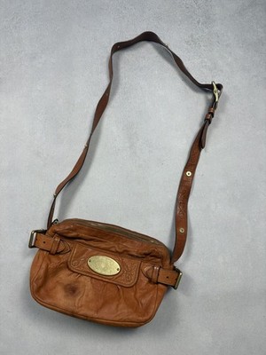 Mulberry Vintage Mettalic Brown Leather Crossbody Bag Brass Plaque Classic