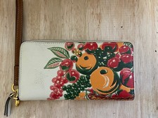 TORY BURCH Emerson Fruit Basket Leather Continental Zip Around Wallet/Wristlet