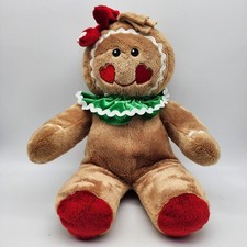 Dan Dee Gingerbread Woman Plush 17" Velvet Red Bow Hearts on Face Stuffed Animal