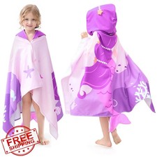 UOMNY 30x50 Purple Mermaid Hooded Beach Towel Kids
