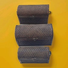 Wooden Treasure Chests Set of 3 Vintage Nesti...