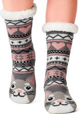 Fuzzy Slipper Socks for Women Girls Kids Warm Sherpa Lined Non Slip Cozy Gifts