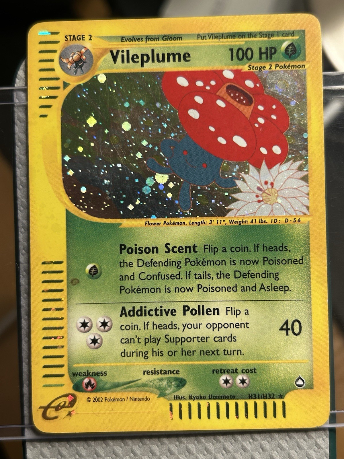 🌸🍃Pokemon Vileplume Holo Rare Aquapolis H31/H32 Vintage Card LP-MP 🪎💎🍄