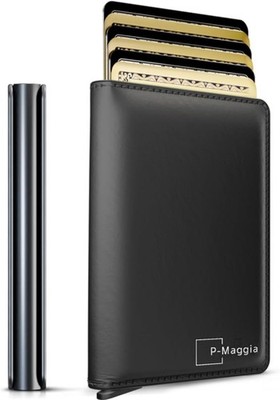 P-Maggia Faux Leather Minimalist Credit Card Holder/Wallet For Men  Black
