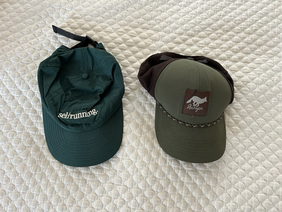 Men Pair Of (2) Running Hats Gently Worn USA Made