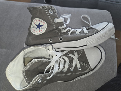 Converse All Star High Top Sneaker grau/weiß Gr. 39 Stoff Schnürung atmungsaktiv