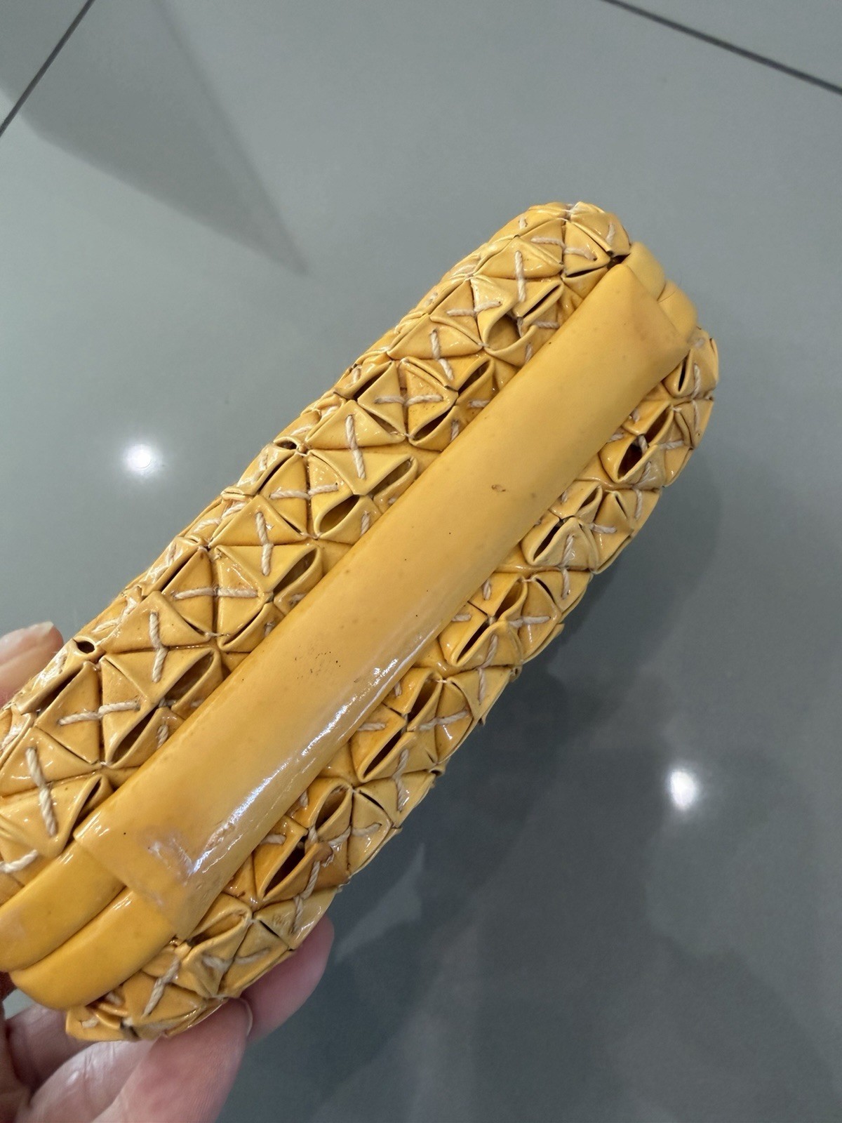 Bottega Veneta Knot- embellished Leather Yellow  Bag Clutch Limited Edition thumbnail 6