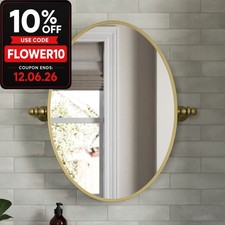 500 x 700mm Brushed Brass Wall Mounted Bathroom Mirror Framed Oval Traditional
