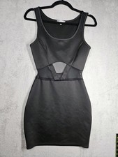 Charlotte Russe Black Bodycon Dress Slvless Sheer Waist Cutout Keyhole Back Sz M