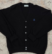 VTG IZOD V Neck Sweater Acrylic Button Cardigan Knit Grandpa USA MADE 80s Sz M