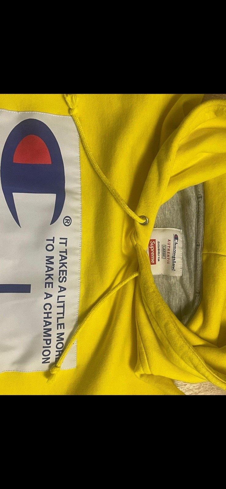 Supreme x Champion Label Hoodie Size Large Yellow image 5