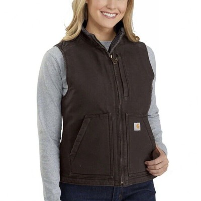 Carhartt Women's Size XXL 20 Relaxed Fit Washed Duck Sherpa-Lined Mock-Neck Vest