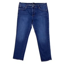 Gap Denim Girlfriend Jeans Womens 14 32 Dark Indigo Blue Stretch Tapered