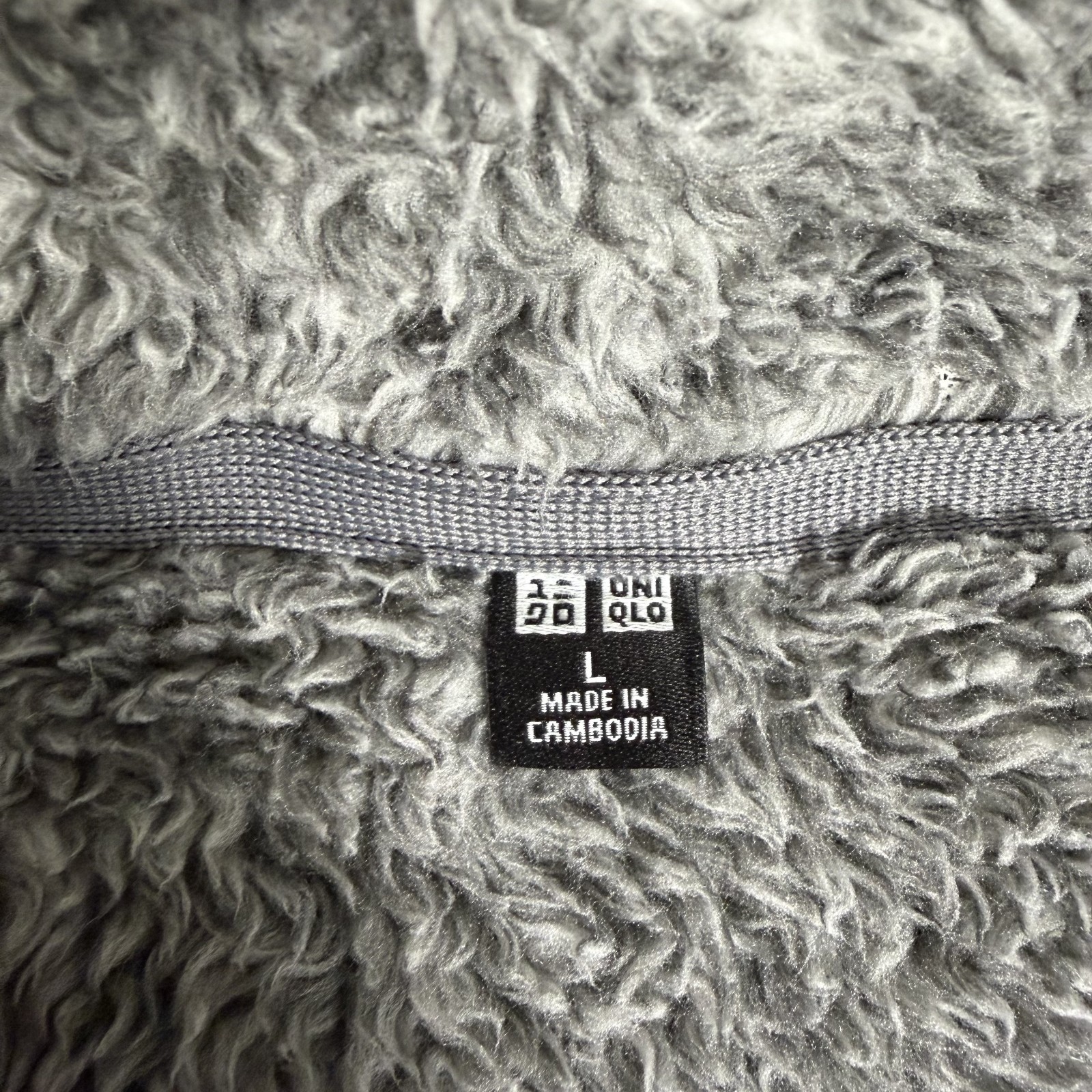 Uniqlo Pile Lined Fleece Men's Full Zip Light Gray Jacket Size Large thumbnail 5