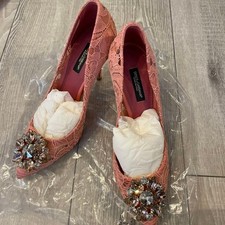 Dolce&Gabbana Women 6.0US Lace Pink Luxury Classic Stylish Italian Shoes Used