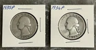 1935 P, 1936 P WASHINGTON QUARTERS, CIRCULATED, UNGRADED