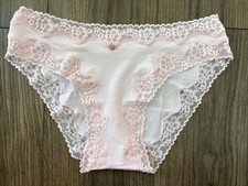 Victoria's Secret Panties Cotton Lace Waist Bikini Panty Pink Stretch Medium M