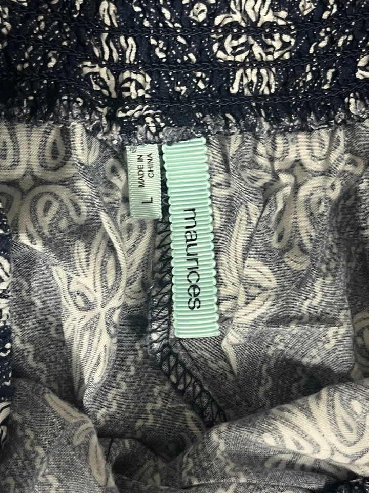 Pantalón Maurices Mujer Grande Negro Blanco Estampado Cintura Elástica Pierna Ancha Foto 2 de 4