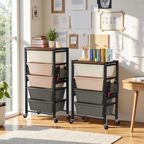 Carrello con 3 Cassetti, Cassettiera in Plastica con Ruota Bloccabile... - Foto 8 di 8