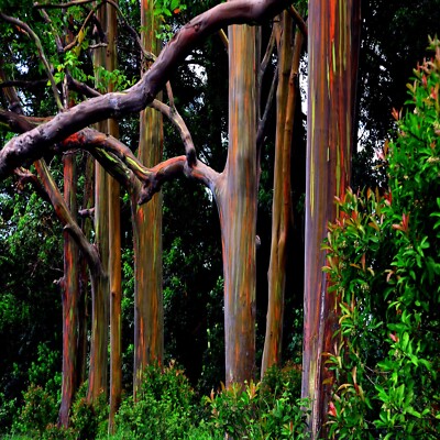 Shot Of A Rainbow Eucalyptus (Eucalyptus Deglupta) Forest, Capturing