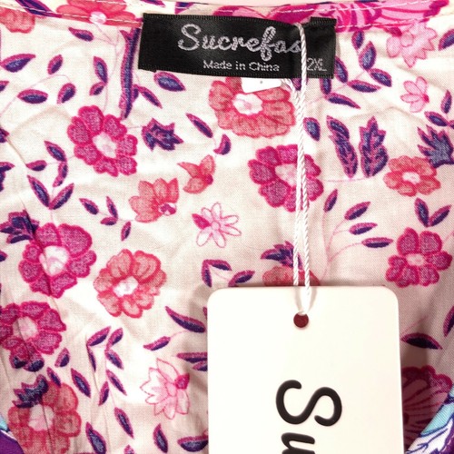 Sucrefas Dress Womens 2XL Floral Multicolor Print Button Front Blouson Dress - Picture 10 of 12
