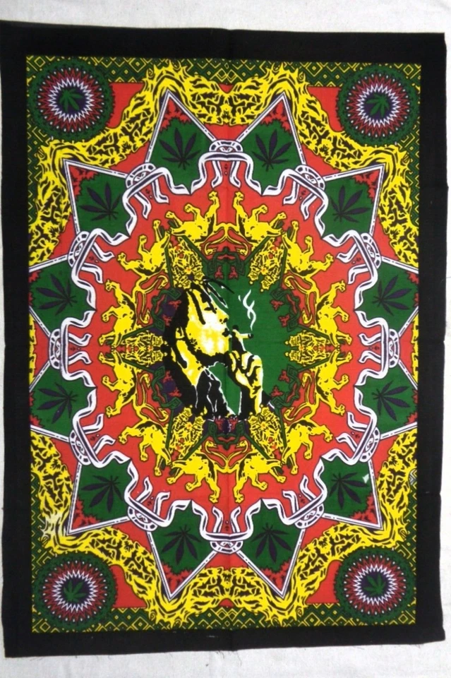 Póster mandala colgante de pared decoración del hogar Bob Marley tapiz para fumar étnico indio Foto 3 de 4