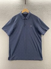 Travis Mathew Polo Shirt Mens Extra Large Blue Geo Dotted All Over Print AOP