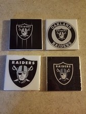 Oakland Raiders 4x4 Ceramic Coasters Handmade