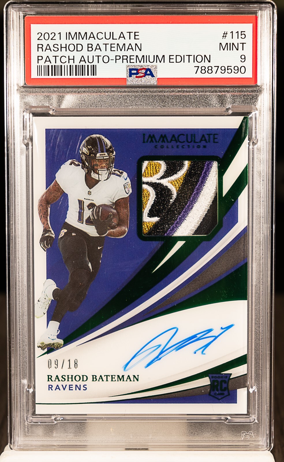 Rashod Bateman Panini Immaculate Collection #115 Patch Autograph-Premium Edition