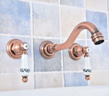 Two Handle Antique Red Copper Kitchen Faucet Bathroom Sink Tub Mixer Tap 2sf523
